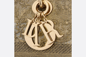 Medium Lady D-Lite Bag • Bronze-Tone Embroidery in Metallic Thread with The Toile de Jouy Soleil Macramé Motif