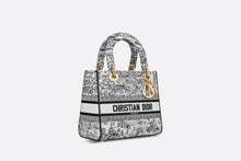 Load image into Gallery viewer, Medium Lady D-Lite Bag • White and Black Paris Allover Embroidery
