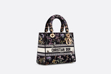 Load image into Gallery viewer, Medium Lady D-Lite Bag • Black Multicolor Dior Herbarium Embroidery
