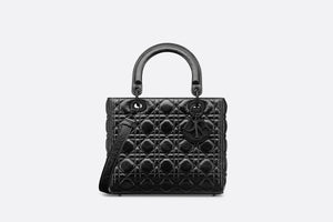 Medium Lady Dior Bag • Black Crinkled Cannage Calfskin