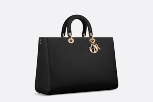Extra-Large Lady D-Sire Bag • Black Bull Leather