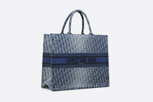 Load image into Gallery viewer, Large Dior Book Tote • Blue Denim Dior Oblique Jacquard (42 x 35 x 18.5 cm)
