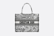 Load image into Gallery viewer, Medium Dior Book Tote • White and Black Paris Allover Embroidery (36 x 27.5 x 16.5 cm)
