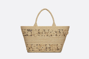 Hat Basket Bag • Natural Supple Raffia with Flowers