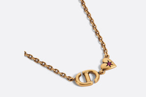 Dior Lucky Charms Necklace • Antique Gold-Finish Metal and Pink Crystal