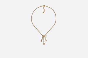 Dior Lucky Charms Necklace • Antique Gold-Finish Metal with White Resin Pearls and Multicolor Crystals