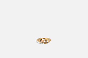 Dior Lucky Charms Ring • Antique Gold-Finish Metal and Blue Crystal