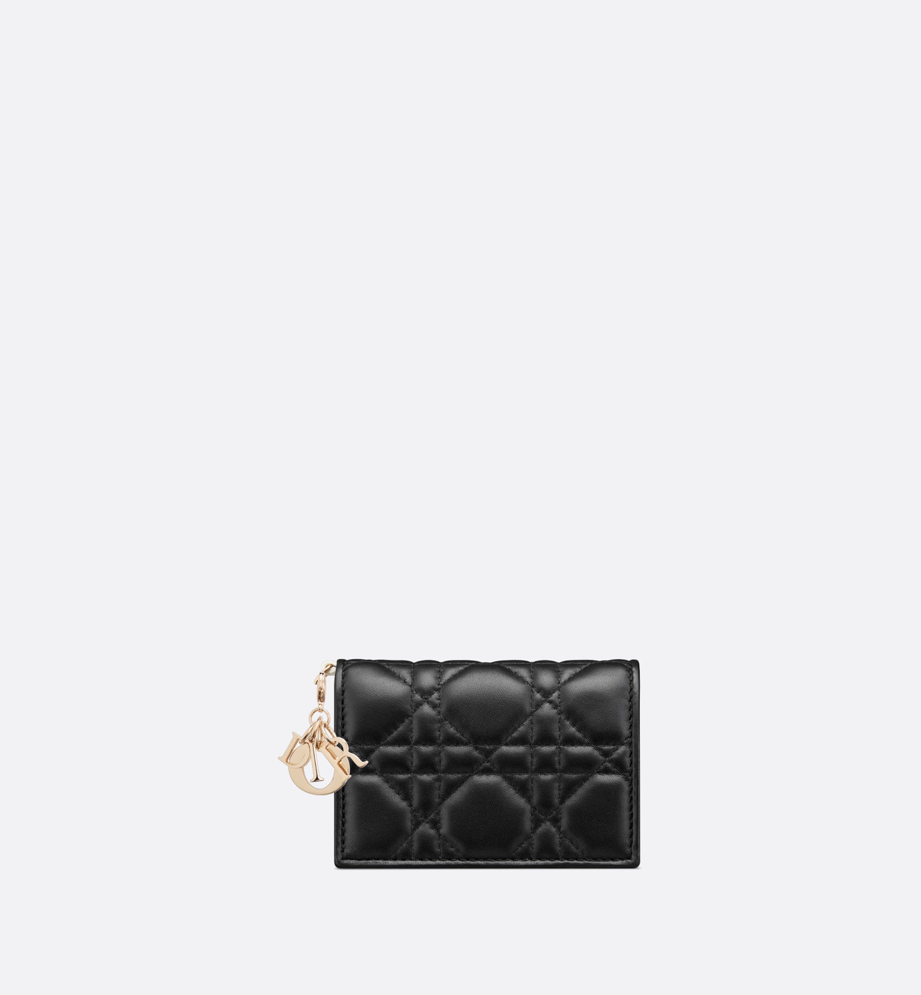 Lady Dior Bloom Flap Card Holder • Two-Tone Black and Latte Cannage Lambskin
