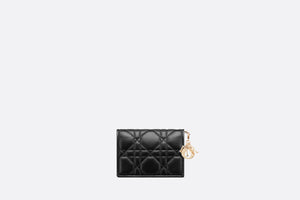 Lady Dior Bloom Flap Card Holder • Two-Tone Black and Latte Cannage Lambskin