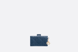 Lady Dior 5-Gusset Card Holder • Pastel Midnight Blue Patent Cannage Calfskin