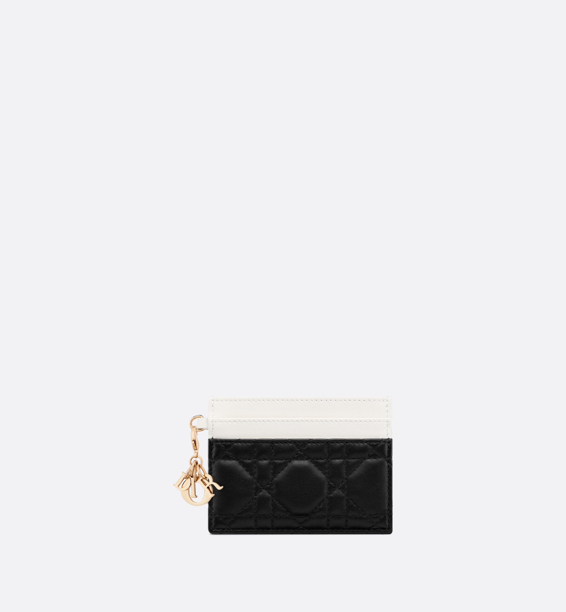 Lady Dior Freesia Card Holder • Two-Tone Black and Latte Cannage Lambskin