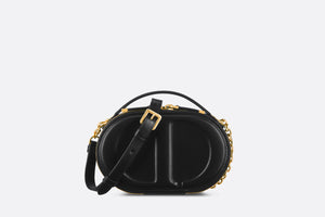 CD Signature Oval Camera Bag • Black Calfskin with Embossed CD Signature