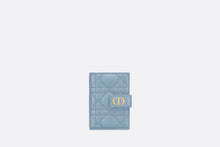 Load image into Gallery viewer, Dior Caro Vertical Card Holder • Two-Tone Sky Blue and Steel Gray Supple Cannage Calfskin
