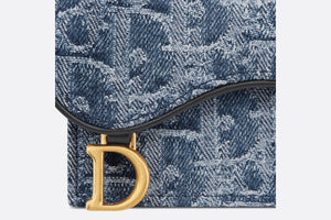 Saddle Bloom Flap Card Holder • Blue Denim Dior Oblique Jacquard
