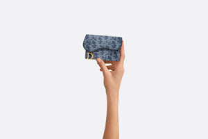 Saddle Bloom Flap Card Holder • Blue Denim Dior Oblique Jacquard