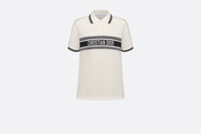 Load image into Gallery viewer, Polo Shirt • White and Navy Blue Cotton Jersey
