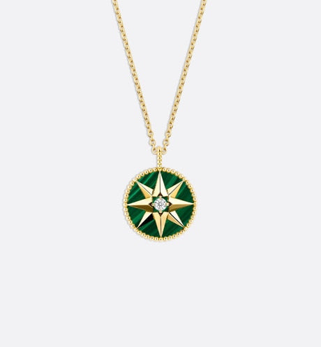 Rose des Vents Medallion Necklace • Yellow Gold, Diamond and Malachite