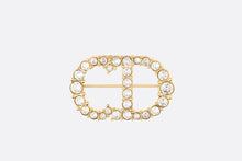 Load image into Gallery viewer, Clair D Lune Brooch • Gold-Finish Metal and White Crystals
