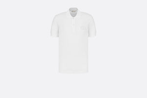 Polo Shirt with 'CD Icon' Signature • White Cotton Piqué