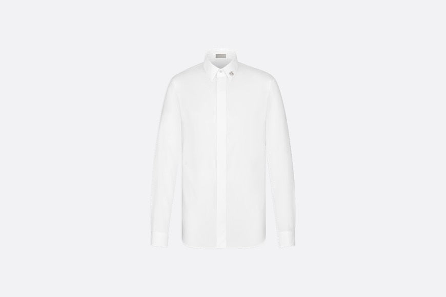 Shirt with Bee Jewel • White Cotton Poplin