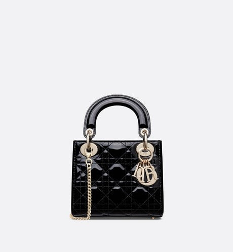 Mini Lady Dior Bag • Black Cannage Patent Calfskin
