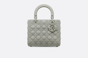 Medium Lady Dior Bag • Metallic Gray Cannage Calfskin