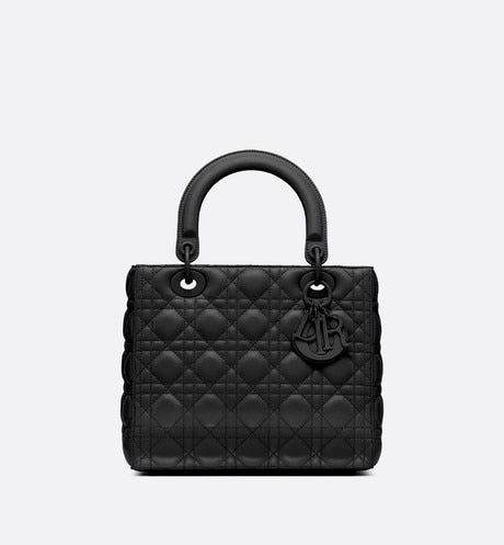 Medium Lady Dior Bag • Black Ultramatte Cannage Calfskin