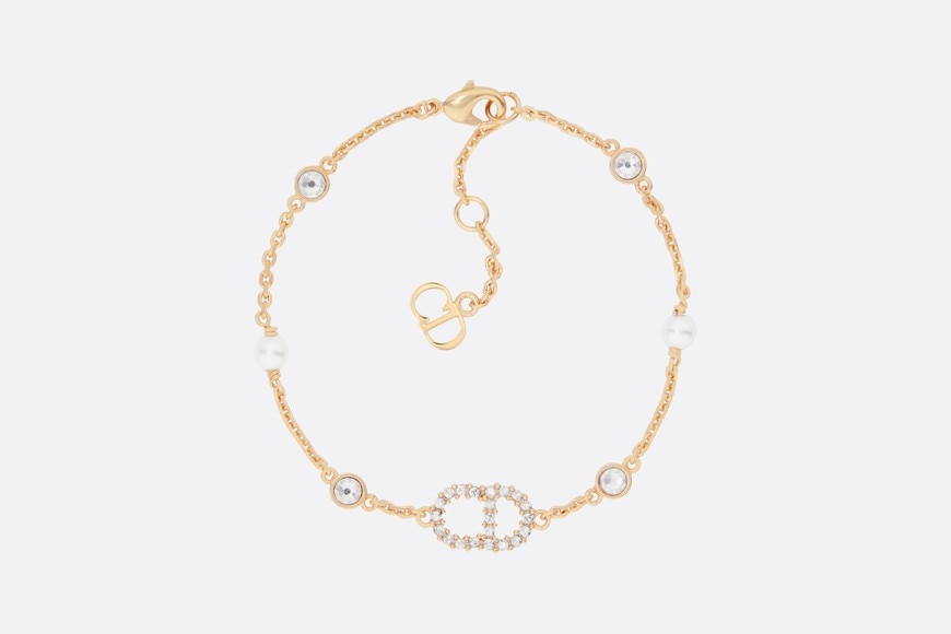 Clair D Lune Bracelet • Gold-Finish Metal, White Resin Pearls and White Crystals