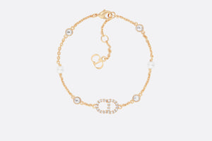 Clair D Lune Bracelet • Gold-Finish Metal, White Resin Pearls and White Crystals