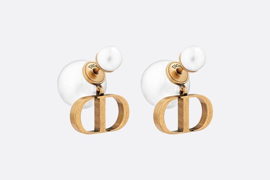 Dior Tribales Earrings • Antique Gold-Finish Metal and White Resin Pearls