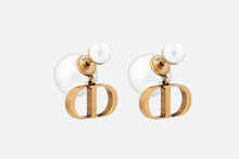 Load image into Gallery viewer, Dior Tribales Earrings • Antique Gold-Finish Metal and White Resin Pearls
