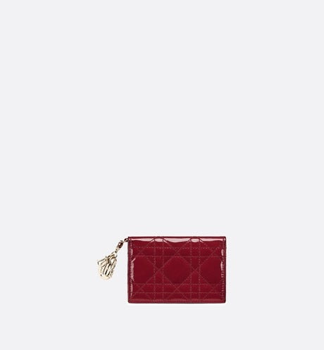 Lady Dior Flap Card Holder • Cherry Red Cannage Patent Calfskin
