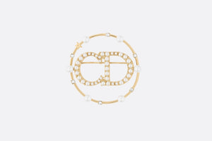 Clair D Lune Brooch • Gold-Finish Metal, White Resin Pearls and White Crystals