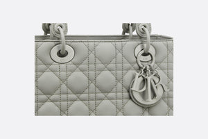 Medium Lady Dior Bag • Metallic Gray Cannage Calfskin