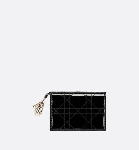 Lady Dior Flap Card Holder • Black Cannage Patent Calfskin