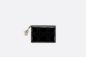 Lady Dior Flap Card Holder • Black Cannage Patent Calfskin