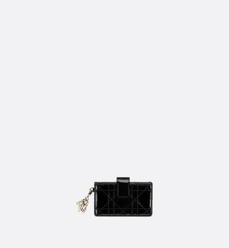 Lady Dior 5-Gusset Card Holder • Black Cannage Patent Calfskin
