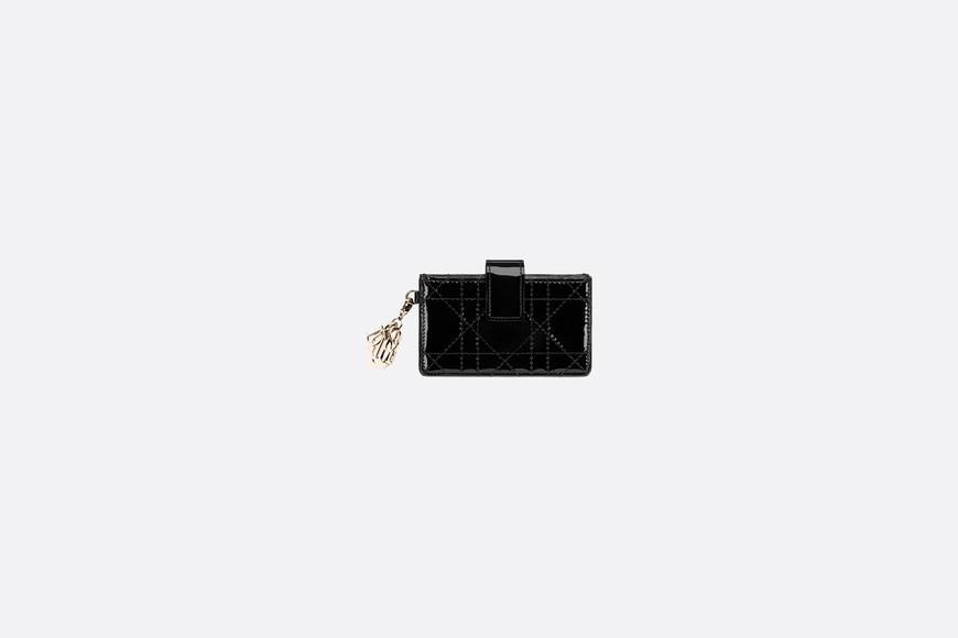 Lady Dior 5-Gusset Card Holder • Black Cannage Patent Calfskin