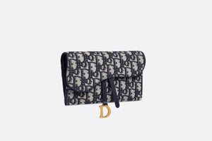 Saddle Long Wallet • Blue Dior Oblique Jacquard
