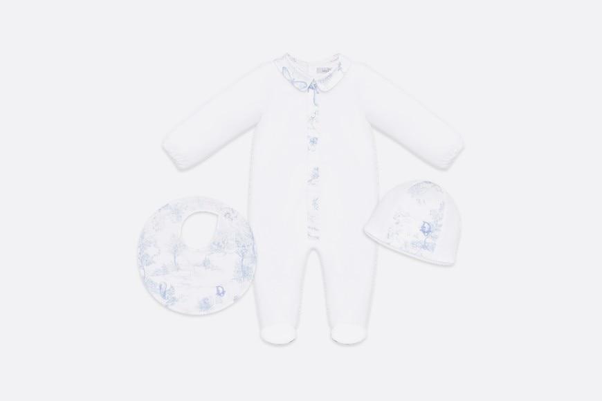 Newborn Gift Set • Pale Blue Cotton Satin with Toile de Jouy Print