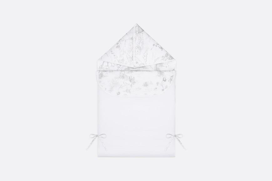 Bunting Bag • White Cotton Satin with Toile de Jouy Print