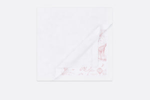 Blanket • White Cotton Knit with Powder Pink Toile de Jouy Print