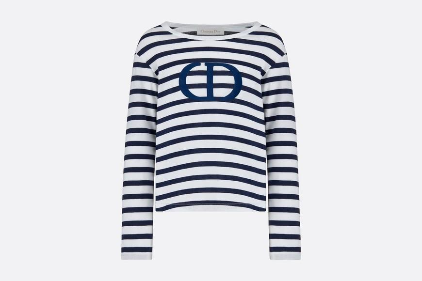 T-Shirt • White and Navy Blue Cotton Jersey