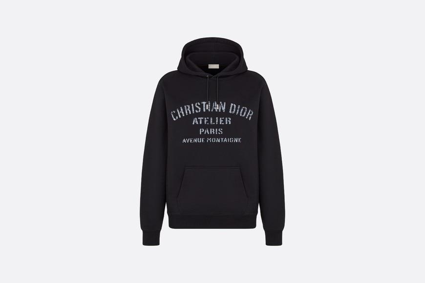 Oversized 'Christian Dior Atelier' Hooded Sweatshirt • Black Cotton Fleece