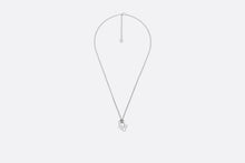 Load image into Gallery viewer, Dior Oblique Pendant Necklace • Silver Tone Brass with White Crystals
