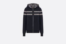 Load image into Gallery viewer, Reversible Zipped Cardigan with Hood • Blue Dior Oblique Cashmere
