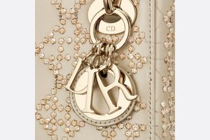Mini Lady Dior Bag • Metallic Calfskin with Platinum Beaded Cannage Embroidery