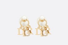 Load image into Gallery viewer, Dior Tribales Earrings • Gold-Finish Metal, White Resin Pearls and White Crystals
