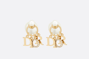 Dior Tribales Earrings • Gold-Finish Metal, White Resin Pearls and White Crystals