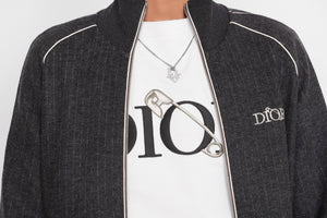 Dior Oblique Pendant Necklace • Silver Tone Brass with White Crystals